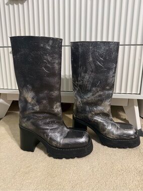Miista Steffi Brushed Silver Boots.